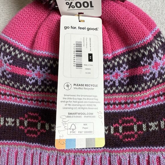 Smartwool Chair Lift Beanie Pink NWT Fair Isle Winter Ski Snowboard Outdoor - Picture 5 of 10